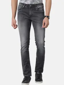 Voi Jeans Men Black Dark Shade Mid Rise Heavy Fade Jeans