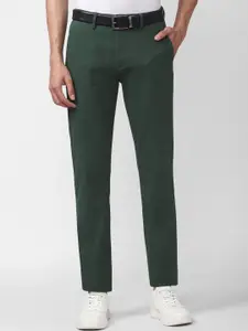 Peter England Casuals Men Green Slim Fit Casual Trousers