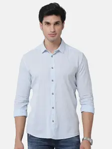 Voi Jeans Men Blue Slim Fit Checked Casual Shirt