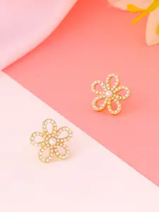Unwind by Yellow Chimes Gold Plated Floral Studs Earrings
