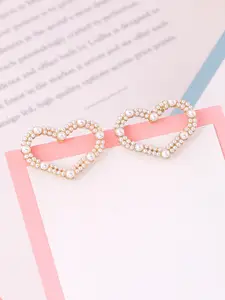 Unwind by Yellow Chimes Gold Plated Heart Shaped Studs Earrings