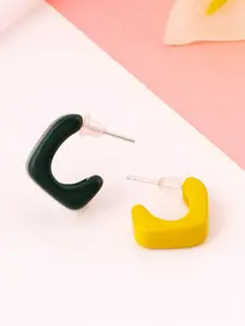 Unwind by Yellow Chimes Mismatch Half Hoop Earrings