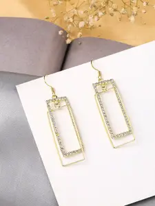 Unwind by Yellow Chimes Gold Plated Geometric Drop Earrings