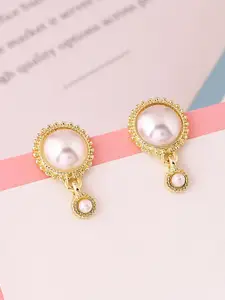 Unwind by Yellow Chimes Gold Plated Spherical Drop Earrings