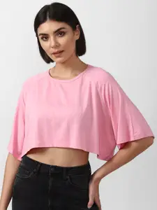 FOREVER 21 Women Pink Boxy Crop Top