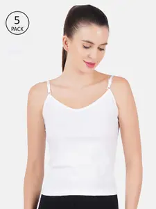 Ramraj Womens White solid Camisole 100% Cotton Pack of 5