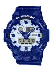 CASIO Men Blue Patterned Dial & Blue Textured Straps Analogue and Digital Watch
