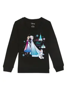 Disney by Wear Your Mind Girls Black Printed Sweatshirt
