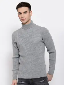 513 Men Plus Size Grey Ribbed Pullover