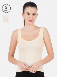 Ramraj Womens Skin solid Camisole 100% Cotton Pack of 5