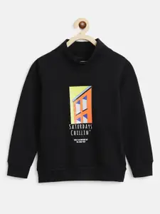 TALES & STORIES Boys Black Printed Pullover Sweatshirt