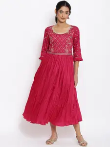 AURELIA Women Ethnic Motifs A-Line Midi Dress