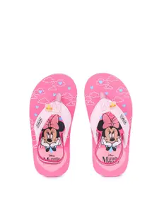 toothless Girls Pink Printed Disney Minnie Rubber Thong Flip-Flops