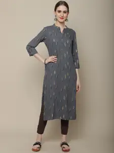 Sangria Women Charcoal & Beige Printed Kurta