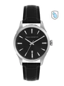 French Connection Men Black Dial & Leather Straps Analogue Chronograph Watch-FCP31S
