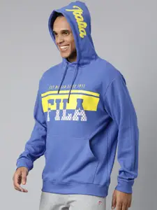 FILA Men Blue Printed Hooded Sweatshirt