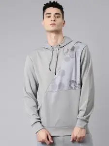 FILA Men Grey Printed Hooded Sweatshirt