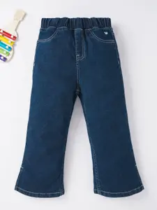 Ed-a-Mamma Girls Blue Solid Cotton Straight Fit Jeans
