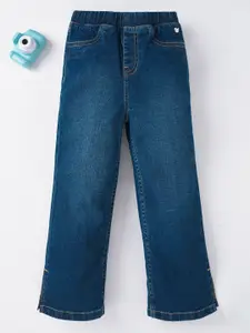 Ed-a-Mamma Girls Blue Solid Straight Fit Light Fade Jeans