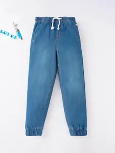 Ed-a-Mamma Girls Blue Solid Jogger Light Fade Jeans