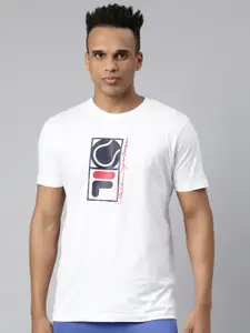 FILA Men White Printed Organic Cotton T-shirt