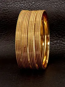 LUCKY JEWELLERY Set Of 4 18K Gold-Plated Bangles