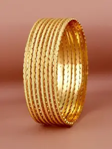 LUCKY JEWELLERY Set Of 8 18K Gold-Plated Bangles