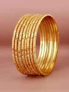 LUCKY JEWELLERY Set Of 8 18K Gold-Plated Bangles