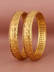 LUCKY JEWELLERY Set Of 2 18K Gold-Plated Bangles