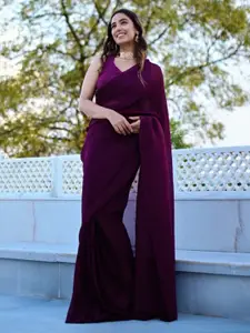 Thread & Button Woman Purple Banarasi Saree