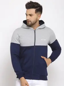 Kalt Men Navy Blue Colourblocked Sweatshirt