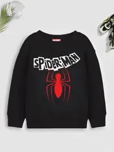 YK Marvel Boys Black Spiderman Printed Sweatshirt