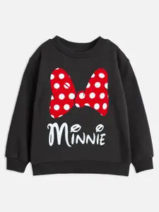 YK Disney Girls Black & Red Minnie bow Printed Sweatshirt