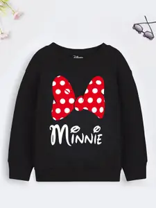 YK Disney Girls Black & Red Minnie bow Printed Sweatshirt