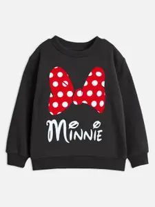 YK Disney Teen Girls Black & Red Minnie bow Printed Sweatshirt