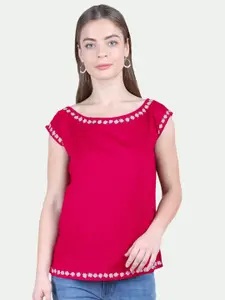 PATRORNA Women Pink Extended Sleeves Top