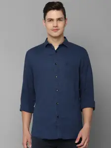 Allen Solly Men Navy Blue Slim Fit Spread Collar Roll-Up Sleeves Casual Shirt