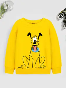 YK Disney Boys Yellow Mickey and Friends Pluto Printed Sweatshirt