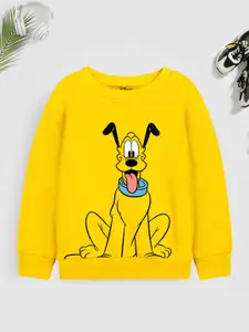 YK Disney Teen Boys Yellow Mickey and Friends Pluto Printed Sweatshirt