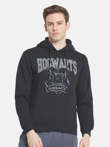 Octave Men Navy Blue Printed Hooded Sweatshirt