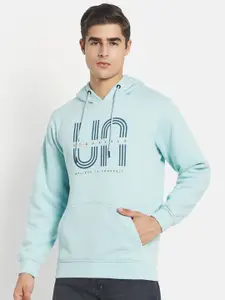 Octave Men Blue Printed Hooded Sweatshirt