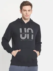 Octave Men Navy Blue Printed Hooded Sweatshirt