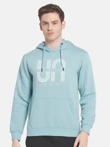 Octave Men Blue Printed Hooded Sweatshirt