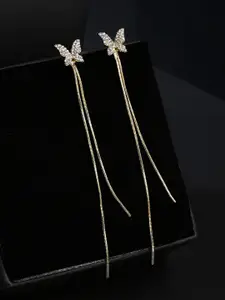 Yellow Chimes Gold-Toned Contemporary Drop Earrings