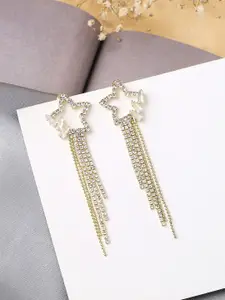 Yellow Chimes Gold-Toned Contemporary Drop Earrings