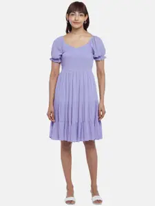 Honey by Pantaloons Purple Fit and Flare Dress