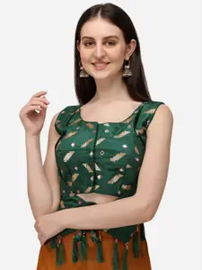 Amrutam Fab Women Green Embroidered & Sequined Saree Blouse