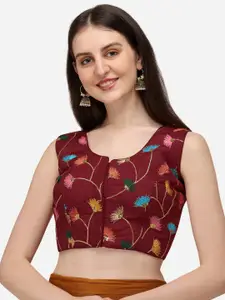 Amrutam Fab Maroon Embroidered & Sequined Silk Saree Blouse