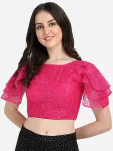 Amrutam Fab Pink Embroidered & Sequinned Saree Blouse