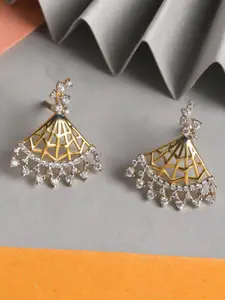 Clara 925 Sterling Silver Gold-Toned & White Contemporary Studs Earrings